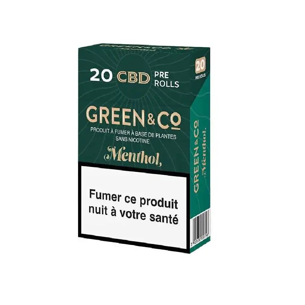 Cigarettes CBD pré-roulées Green & Co Menthol Cigarettes CBD pré-roulées Green & Co Menthol