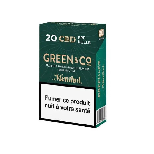 Cigarettes CBD pré-roulées Green & Co Menthol